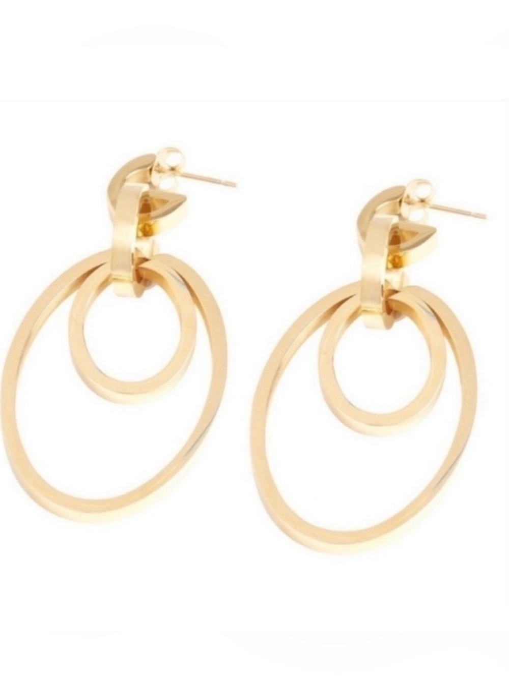 NWOT Vita Fede Cassio Designer Gold Double Hoop Drop Earrings